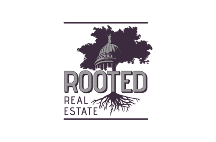 Rooted Real Estate with tree and roots image with capitol silhouette